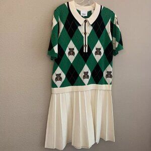 NWT Authentic Burberry Girl's Bess Argyle Embroidered Sweater Dress size 12